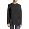 thumbnail image 1 of Plebaso Chemises à Poches pour Femmes Manches Longues Tunique Décontractée Col Rond Hauts Unis Amples Blouses Printemps Été, 1 of 7