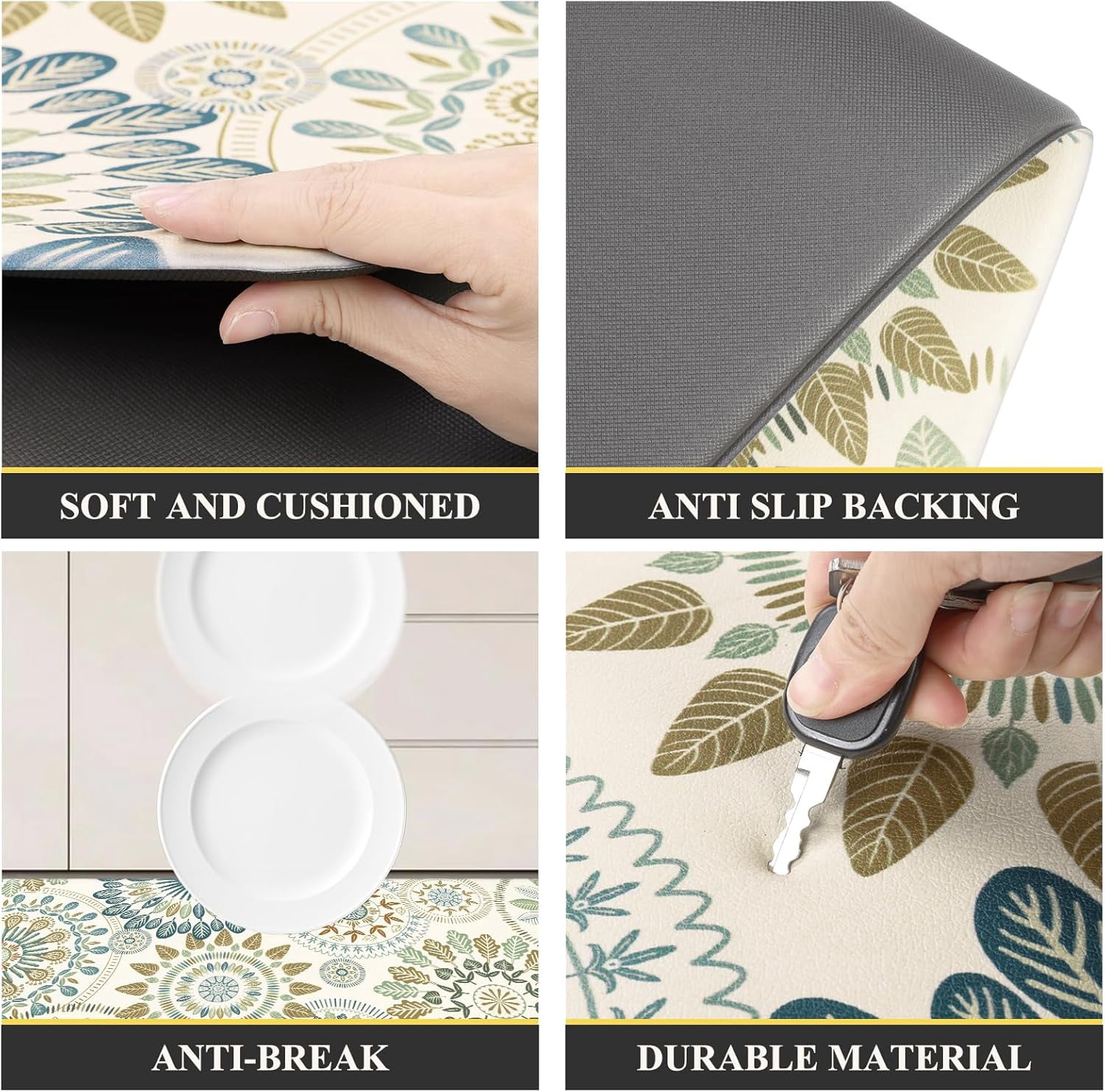 Boho Kitchen Rugs Set of 2 Anti Fatigue Mats for Kitchen Floor Cushioned Kitchen Rugs and Mats Non Skid Waterproof Kitchen Runner Comfort Standing Mat