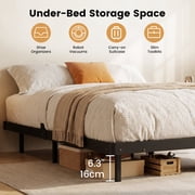 Kbun Twin Size Floating Bed Frames with LED Lights and Charging Station, Black, Platform Bed Frame No Box Spring Needed, Noise-Free, Easy Assembly
