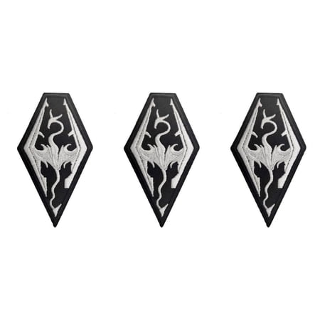 Skyrim Game Series Logo 3.5 Inches Tall Embroidered Iron On Patch Set of 3