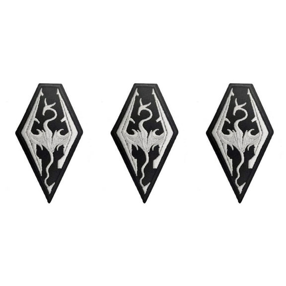 Skyrim Game Series Logo 3.5 Inches Tall Embroidered Iron On Patch Set of 3
