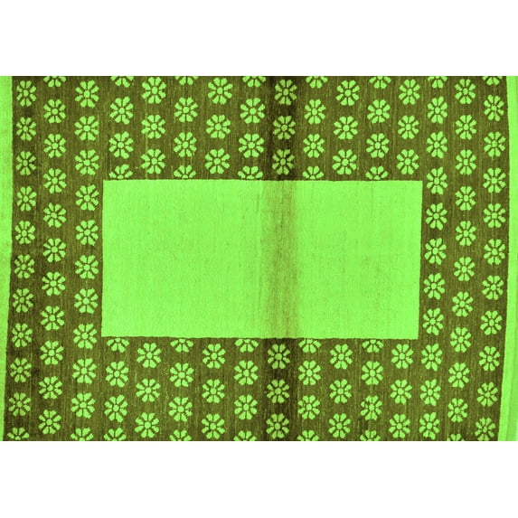 Ahgly Company Indoor Rectangle Abstract Green Modern Area Rugs, 7' x 9'