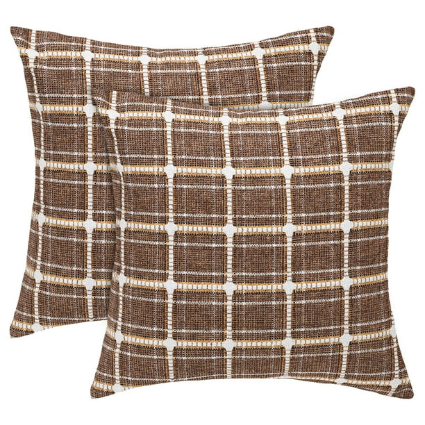 Unique Bargains 2Pack Plaids Decorative Throw Pillow Covers 18" x 18