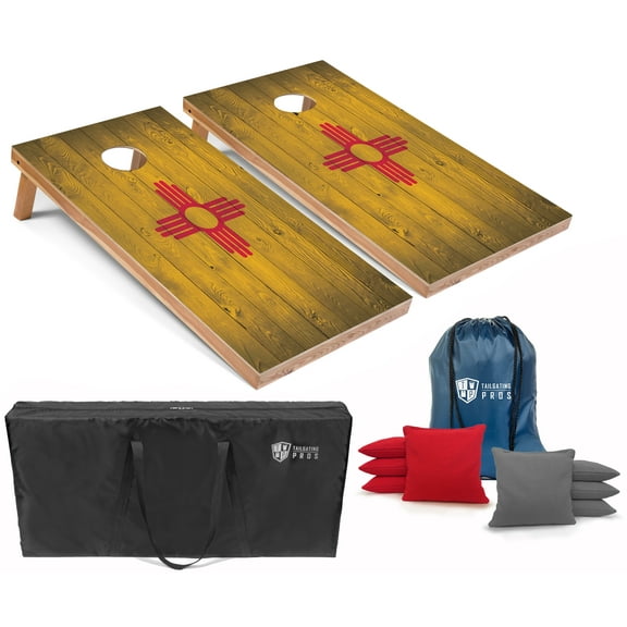 Tailgating Pros Regulation Cornhole Boards Flag Set - Includes 8 Bean Bags, Carrying Cases, and 4'x2' Corn Hole Toss Game - Optional LED Lights