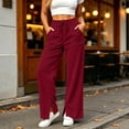 thumbnail image 5 of MLCDZ Womens Pants Corduroy Wide Leg Drawstring Elastic Waisted Side Slit Trousers with Pockets Casual Lightweight Workout Golf Gym Pants, 5 of 8