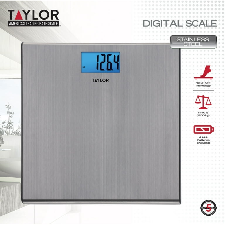 Taylor Digital Bathroom Textured Stainless Steel Scale