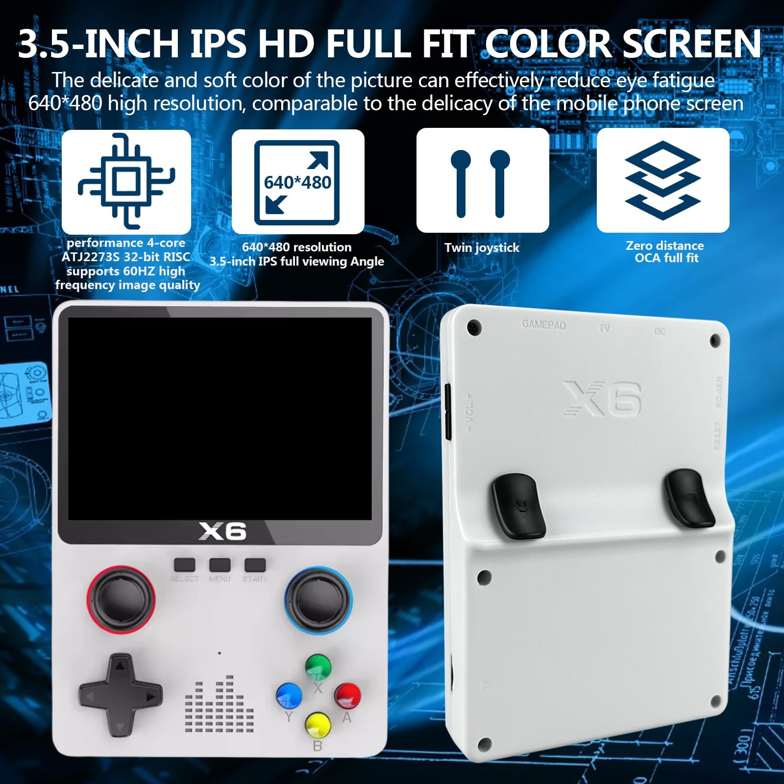 Handheld Game Console with 32G TF Card, White