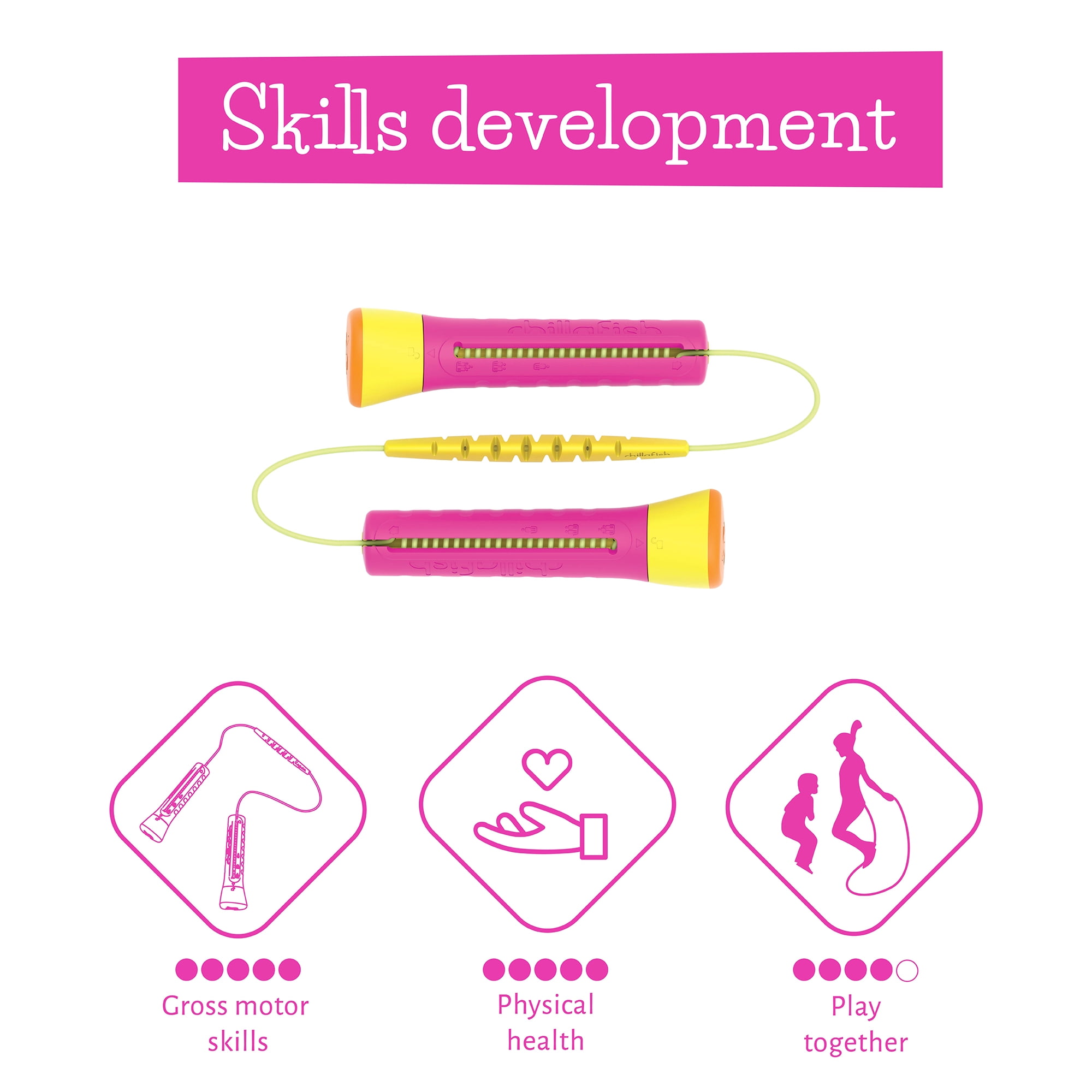 Chillafish Fuchsia Skibbi Adjustable Length Jump Rope with Accelerator