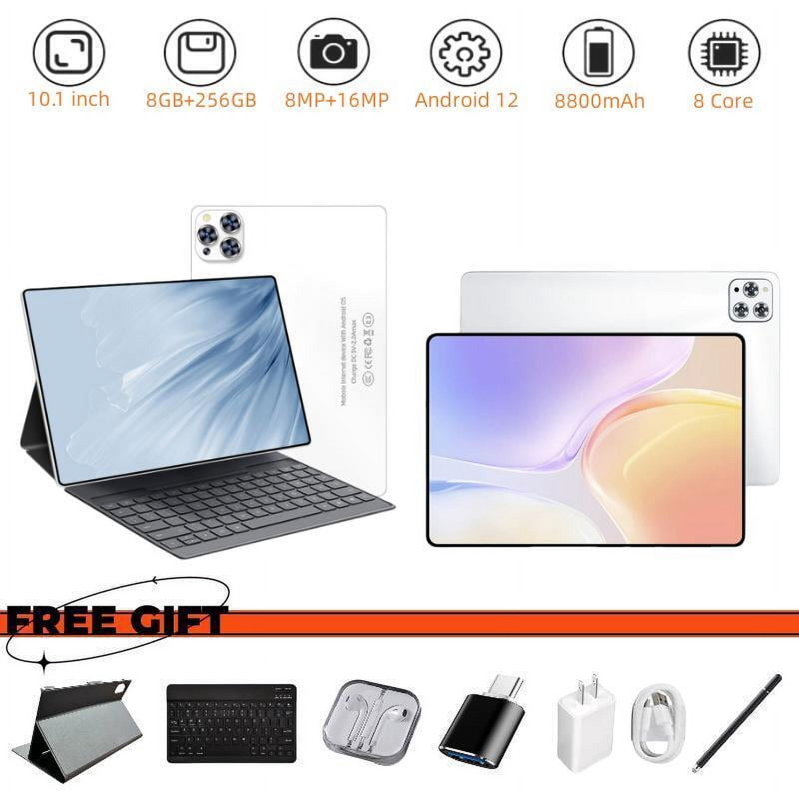 Tablet 10.1 Inch Android 12 Tablet,WiFi Tablets PC,8 GB RAM+256GB ROM( Expand to 512GB),Octa-Core,4G/5G Wi-Fi,Bluetooth,Dual Camera 8MP+16MP,8800mAh,With Bluetooth keyboard