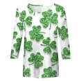 thumbnail image 4 of JFHHQ T-Shirt à Imprimé Floral pour Femmes, Col Rond Confortable, Manches Trois-Quarts, Blanc, 4 of 4