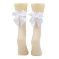 thumbnail image 4 of Faithtur Femmes Filles Chaussettes Résille, Bas de Mode Bas de Bas de Mode en Maille de Genou avec Noeud en Satin, 4 of 6