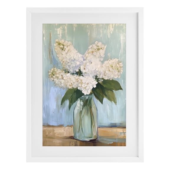 Stupell Industries Tall Flowers in Glass Vase White Framed Print Under Glass, design by Petal Prints Design