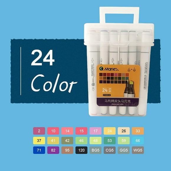 Marie's Marqueurs d'Art Colorés à Double Pointe avec Boîte de Rangement, Couleurs Assorties - 24 Couleurs/Pack