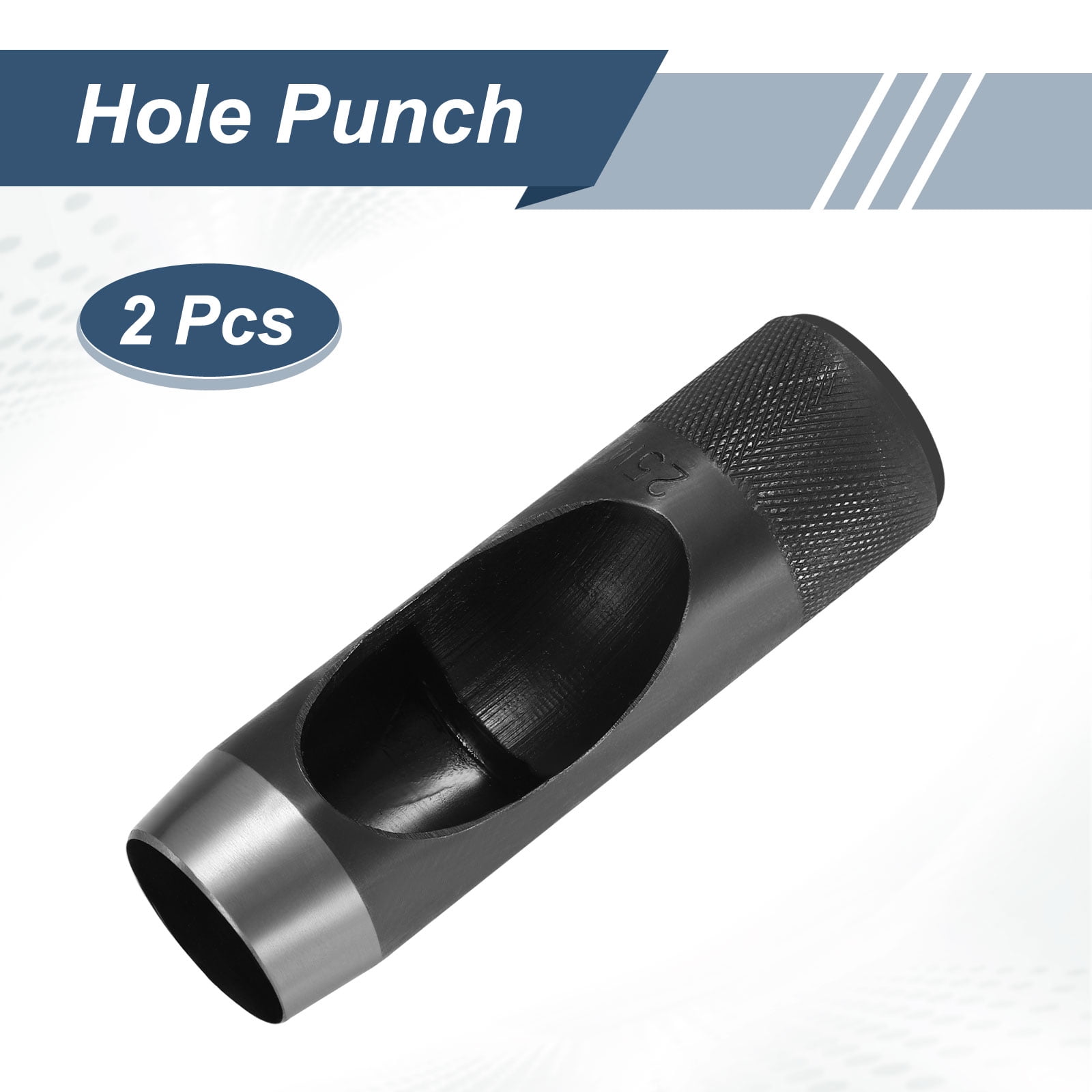 Uxcell 2pcs Leather Hole Punch 25mm Hollow Round Hole Puncher Cutter Carbon Steel Tool for Watch Cloth Belt Gaskets DIY Leather Craft Repair, Black