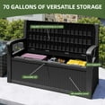 thumbnail image 5 of Uforic 70 Gallon Outdoor Resin Deck Bench, Waterproof & Lockable Storage Box  Bench with Armrests for Garden Patio, Black, 5 of 9