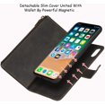thumbnail image 5 of Wallet Case Compatible with iPhone Xs Max,[6 Card Slots] [Wrist Strap] [Stand Feature] Detachable 2 in 1 Magnetic Zipper Leather Slim Cover Case for iPhone Xs Max,6.5 inch Black, 5 of 15