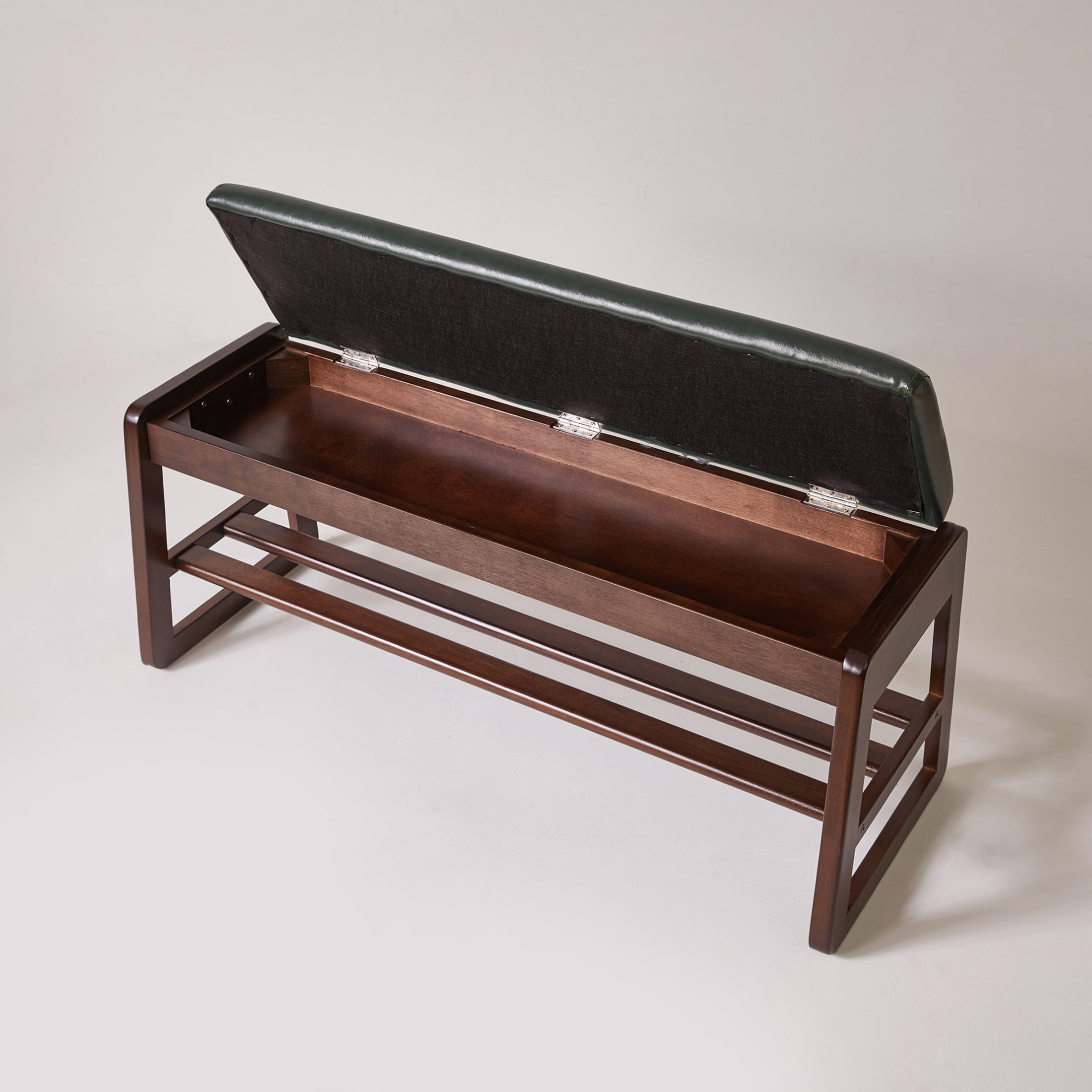 Noble House 39.37" Shoe Storage Bench with Lift-Top Seat, Upholstered Bench with Shoe Shelves, Green