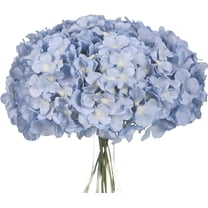 Silk Hydrangea Heads with Stems Artificial Flowers Heads for Home Wedding Decor,Pack of 10 (Sky Blue)