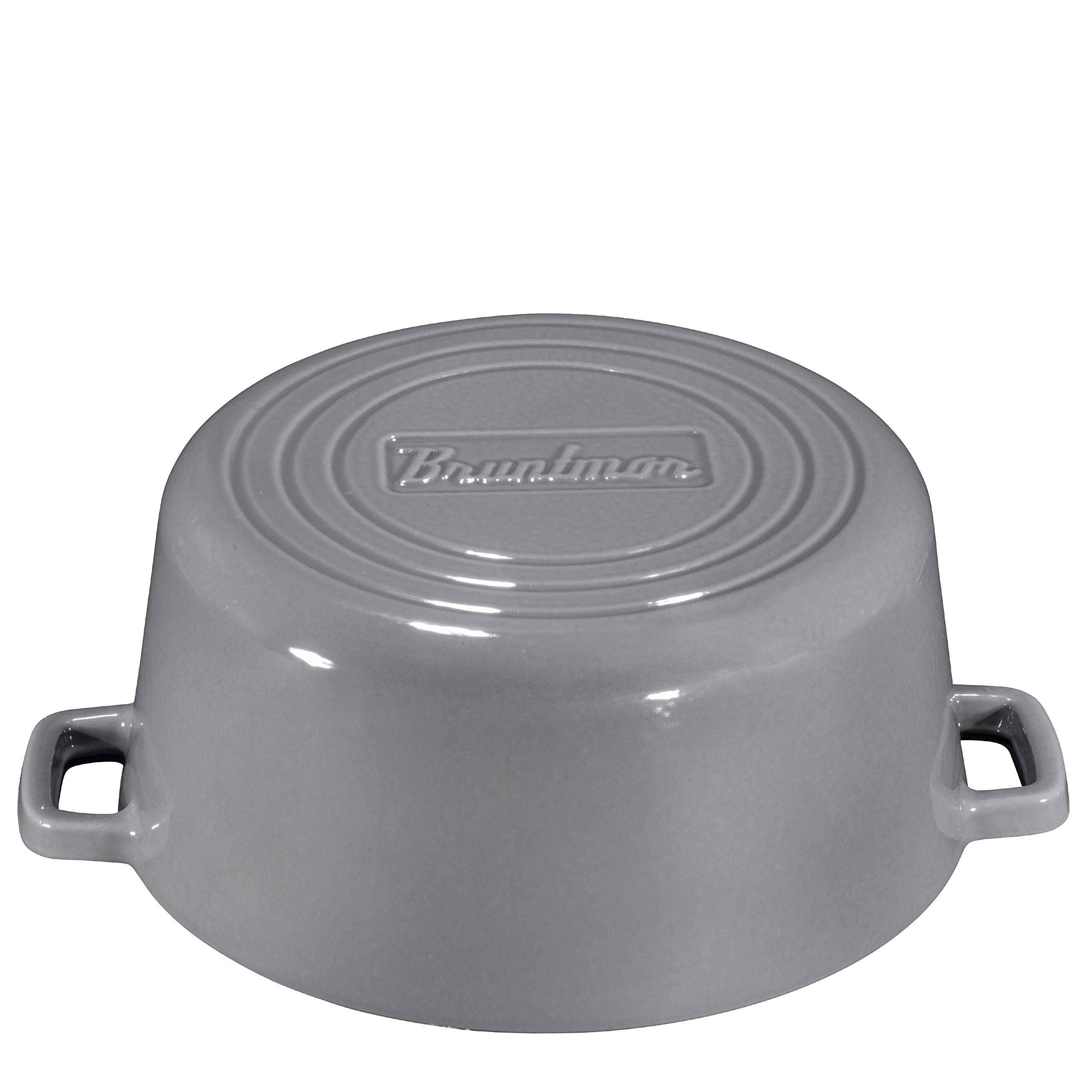 Bruntmor 5 Qt Silver 2-in-1 Enameled Cast Iron Induction Cookware