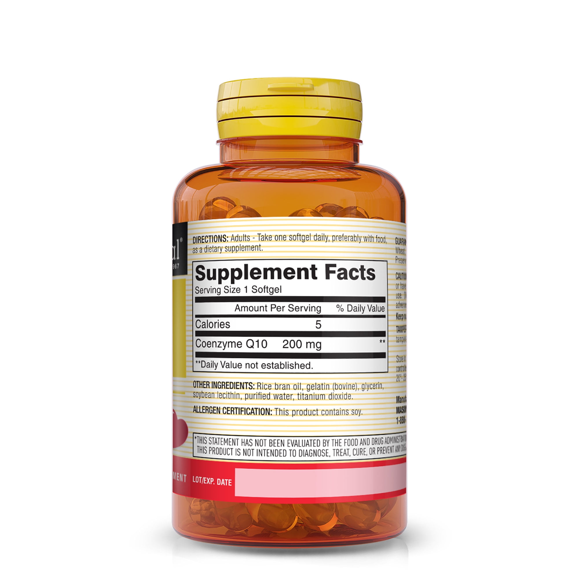 Mason Natural Co Q10 200 mg - Healthy Heart and Cellular Energy Production, Supports Cardiovascular Health, 30 Softgels