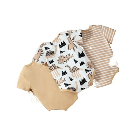 

3pcs Casual Striped Round Neck Tee Short Sleeve Multicolor Baby Bodysuits (Baby s)