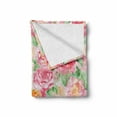 thumbnail image 2 of Watercolor Flower Soft Flannel Fleece Throw Blanket, Rose Flower Composition with Leaves in Soft Colors Blooming Plant Art, Cozy Plush for Indoor and Outdoor Use, 50" x 70", Pink Green, by Ambesonne, 2 of 6