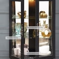 thumbnail image 2 of CKEASEAN 52" Lighted Accent Curio Cabinet with 2 Glass Doors & 1 Drawer, 3-Tier Antique Cabinet with Tempered Glass Adjustable Shelves & Drawer, Storage Display Case for Living Room, Bedroom,Office, 2 of 9