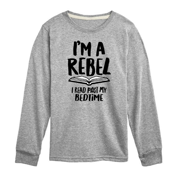 Instant Message - Rebel Read Past Bedtime - Toddler And Youth Long Sleeve Graphic T-Shirt