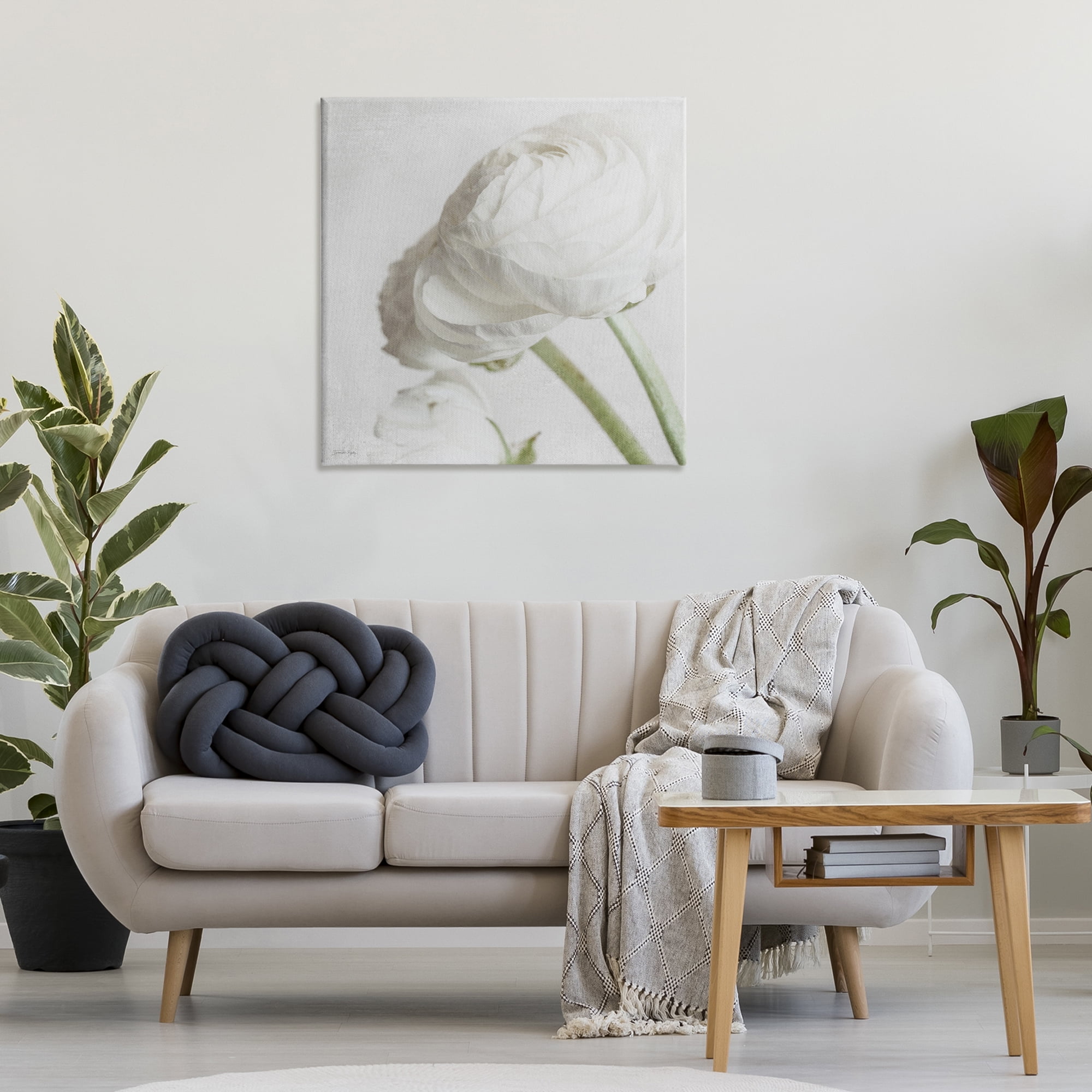 Stupell Industries Charming White Peony Botanical & Floral Painting Gallery Wrapped Canvas Art Print Wall Art, 30 x 30
