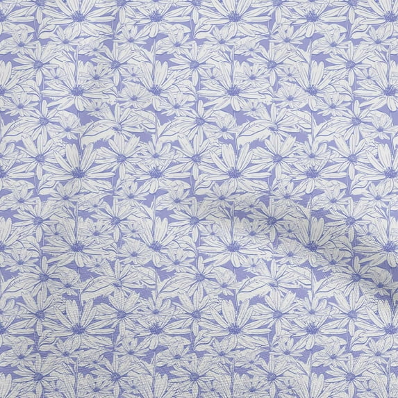 oneOone Cotton Cambric Bluish Violet Fabric Floral Fabric For Sewing Printed Craft Fabric By The Yard 42 Inch Wide