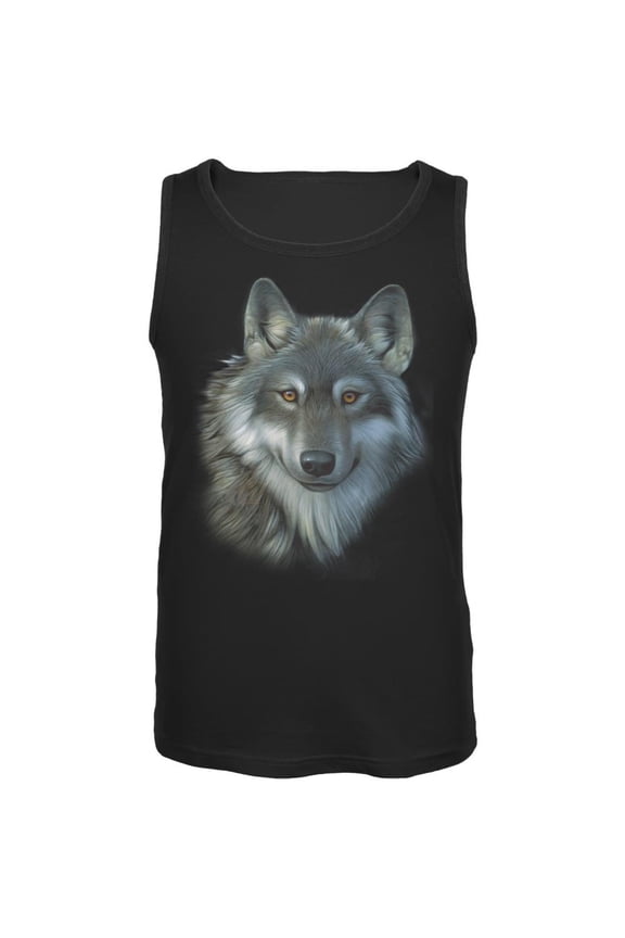 Timber Wolf Face Mens Tank Top Black MD