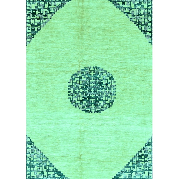 Ahgly Company Machine Washable Indoor Rectangle Abstract Turquoise Blue Modern Area Rugs, 2' x 3'