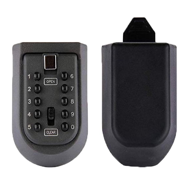 Caja de seguridad para llaves de interior y exterior, con botón de pared, combinación, cubierta de goma negra y fijaciones de pared para 5 a 7 llaves.