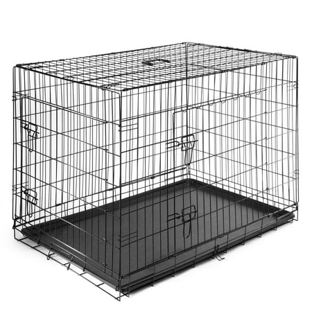 SmithBuilt Folding Metal Dog Crate - Double Door Cage ...