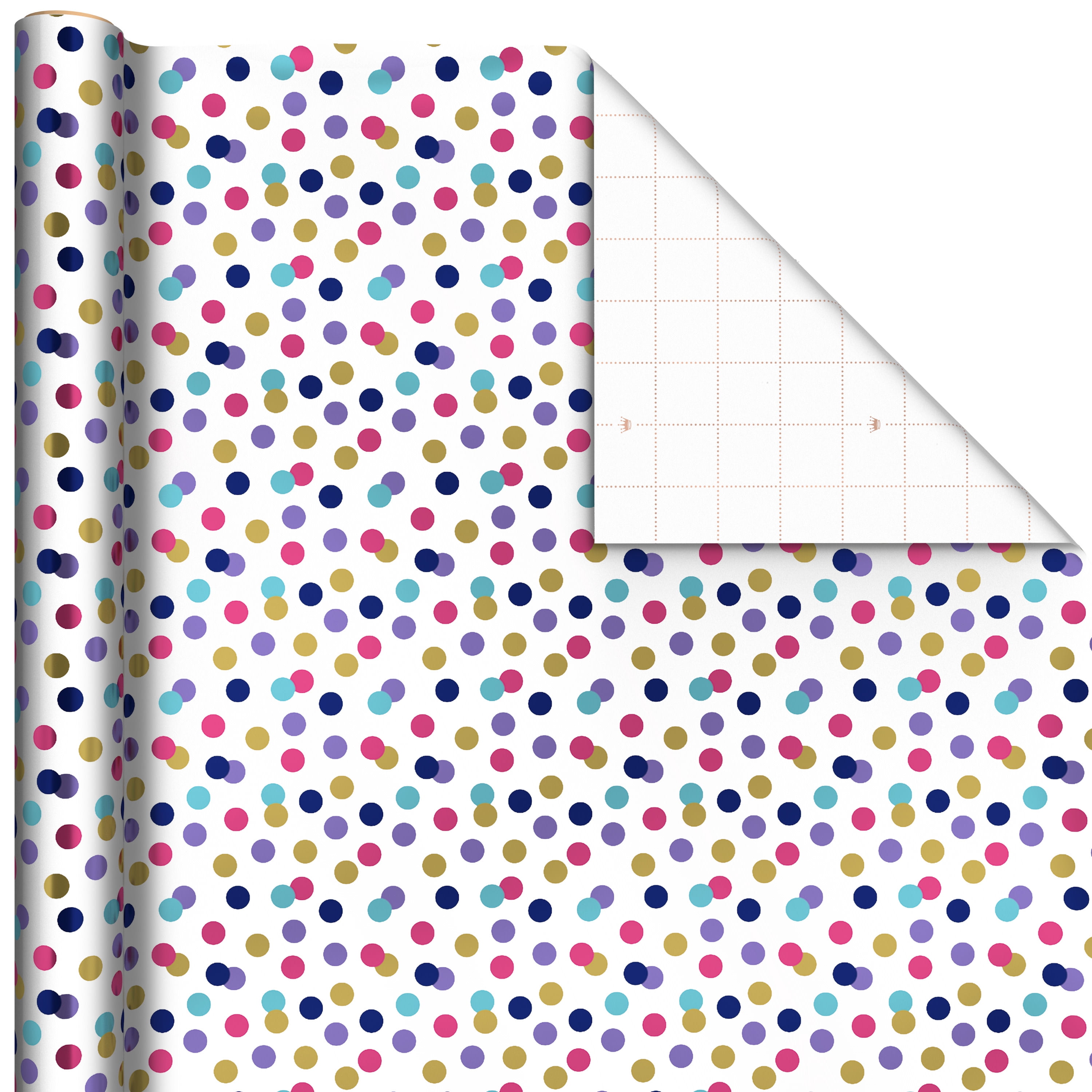 Hallmark Wrapping Paper Roll (Colorful Polka Dots) 17.5 Sq. ft.