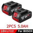 thumbnail image 1 of New GSR BAT618 BAT610 for Bos*ch Professional 18V 5.0AH Li-ion 2x Battery Replacement with LED, 1 of 3