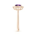 thumbnail image 3 of ANGARA Natural Round Amethyst Cocktail Ring with Floral Diamond Halo in 14K Rose Gold for Women (Size-5mm) | February Birthstone, Birthday, Anniversary, Jewelry Gift for Women | Natural Amethyst Ring, 3 of 9
