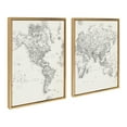 thumbnail image 2 of Kate and Laurel Sylvie Black and White Modern Retro World Map Framed Canvas Wall Art Set by The Creative Bunch Studio, 2 Piece 18x24 Gold, Vintage Map Art for Wall, 2 of 8