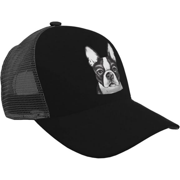 Boston Terrier Trucker Hat - Mesh Baseball Snapback Cap for Men Or Women Outdoors