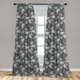 thumbnail image 5 of Ambesonne Pirates Curtains, Greyscale Skulls Doodle, Pair of 28"x63", Grey Pale Grey, 5 of 5