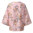 thumbnail image 4 of Camiseta de Verano para Mujer, Elegante, Informal, con Mangas 3/4, Cuello en V, Estilo Étnico Bohemio y Estampado Acampanado. Rosa XXL, 4 of 8