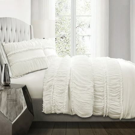 Full/Queen Nova Ruffle Comforter Set White - Lush Décor