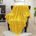thumbnail image 4 of Home Soft Things Derby Double Sided Faux Fur Throw Blanket Solid Color Fuzzy Super Soft Cozy Plush Throw - Lemon Curry - 50" x 60", 4 of 9