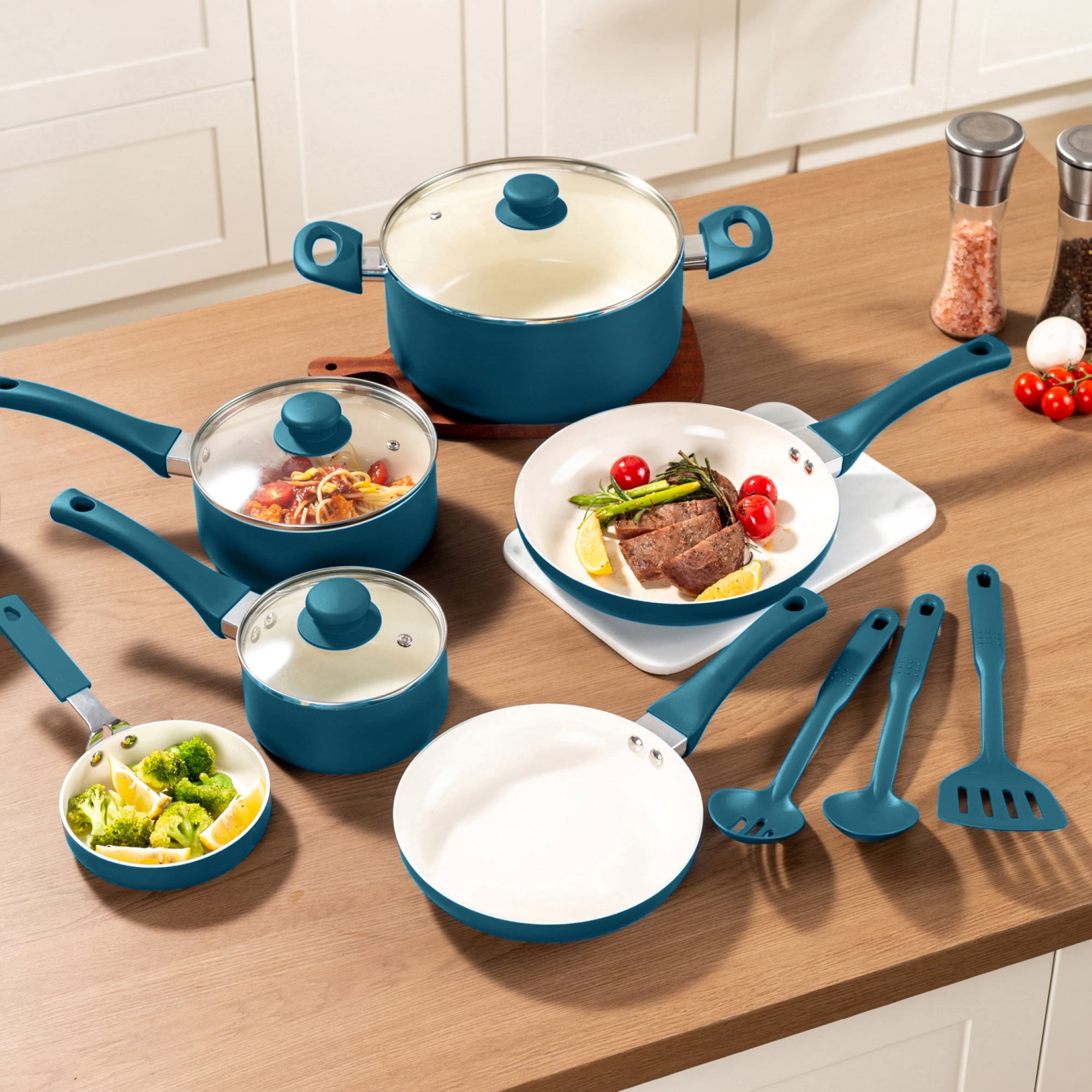 Mainstays 12-Piece Ceramic Nonstick Cookware Set, Aluminum Pots