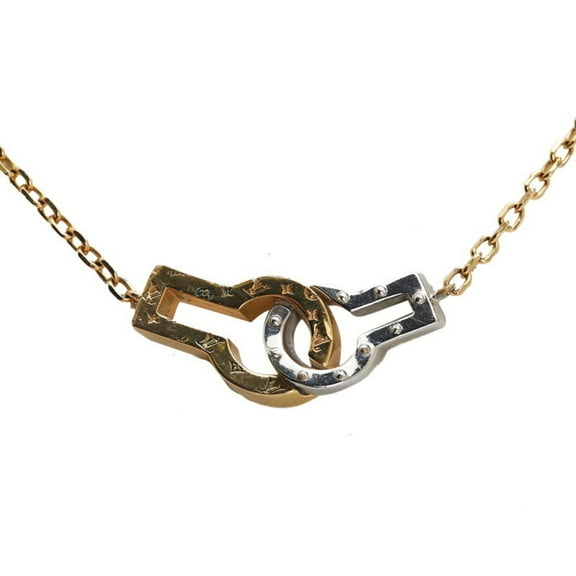 Pre-Owned Louis Vuitton Collier Twin Locks Necklace M64887 in Gold and Silver Plated... (Good)