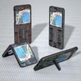 thumbnail image 5 of Funda de cuero genuino con textura Mahjong y soporte para Samsung Galaxy Z Flip5 (azul), 5 of 5