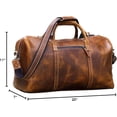 thumbnail image 2 of Craftshades Vintage Buffalo Leather Travel Duffel Bag, Full-Grain Leather, YKK Metal Zippers, 20 Inch (Tan), 2 of 5