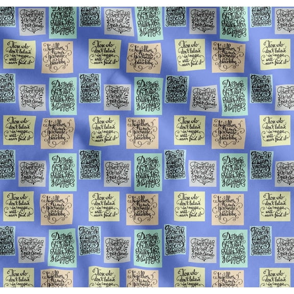Soimoi Blue Cotton Voile Fabric Motivational Quotes Text Print Fabric by the Yard 42 Inch Wide