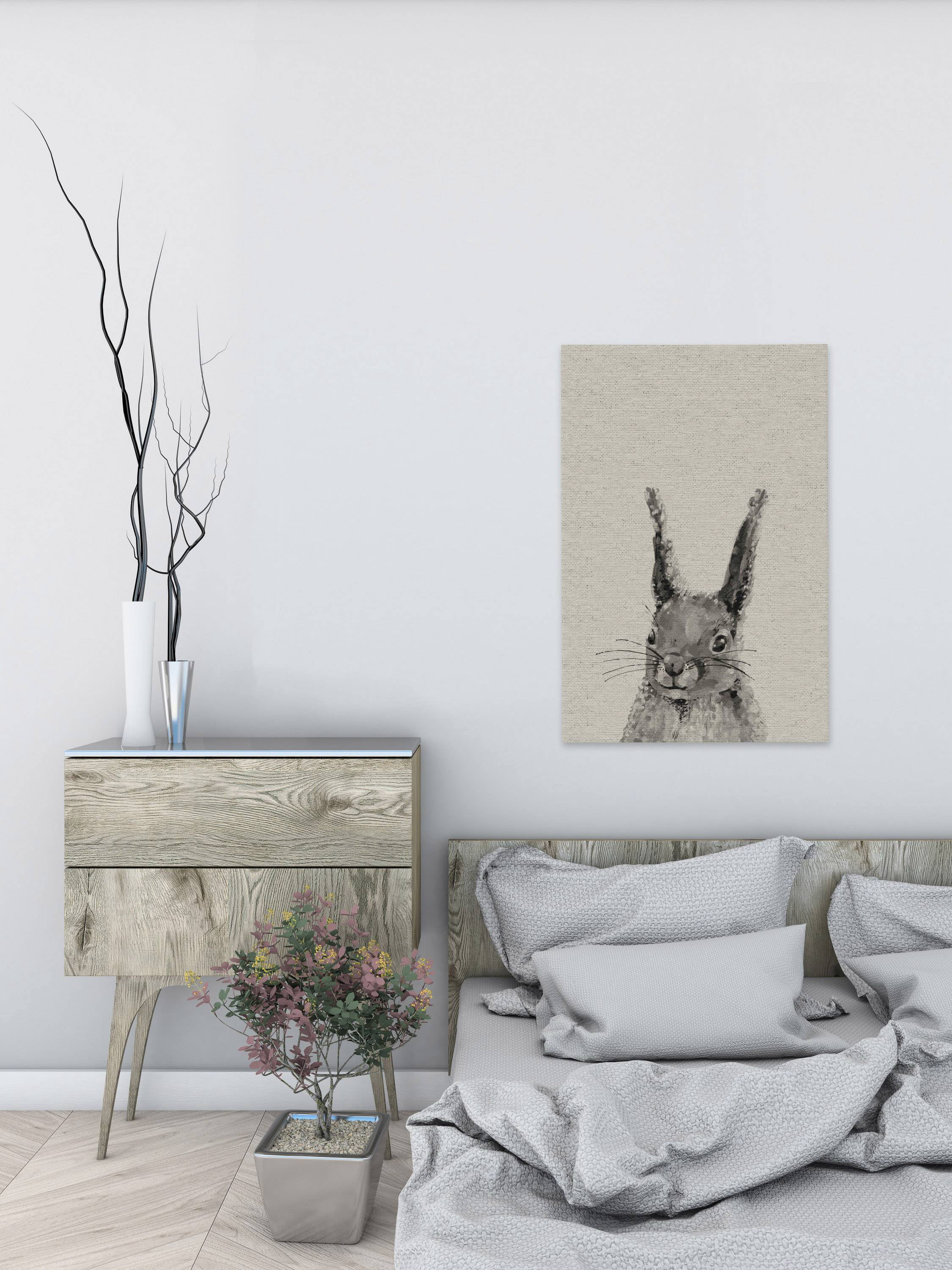 Grey Rabbit III Painting Print on Wrapped Canvas