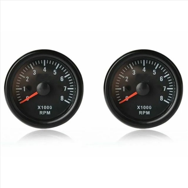 2X Tacómetro Eléctrico de 52 mm, 0-8000 RPM, Medidor de Tacómetro de 2 Pulgadas para Motor de Gasolina de 2, 3, 4, 5, 6 y 8 Cilindros, Automóvil, ,
